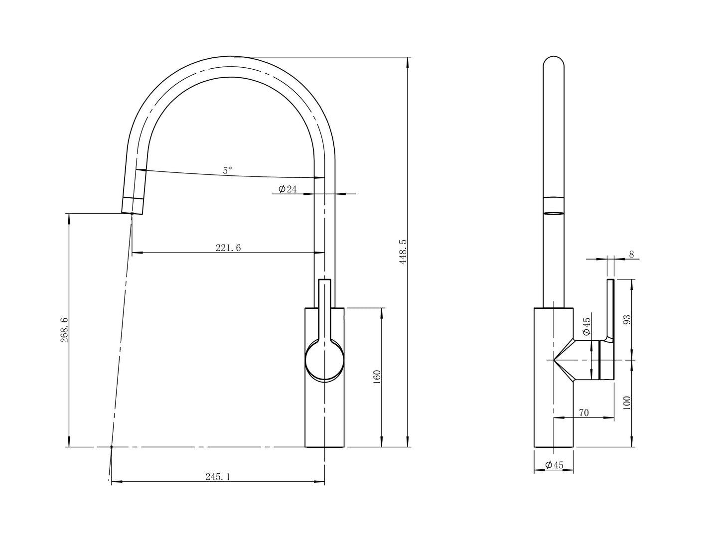Caressi Single Handle Mixer Tap Black CA1105BKECO