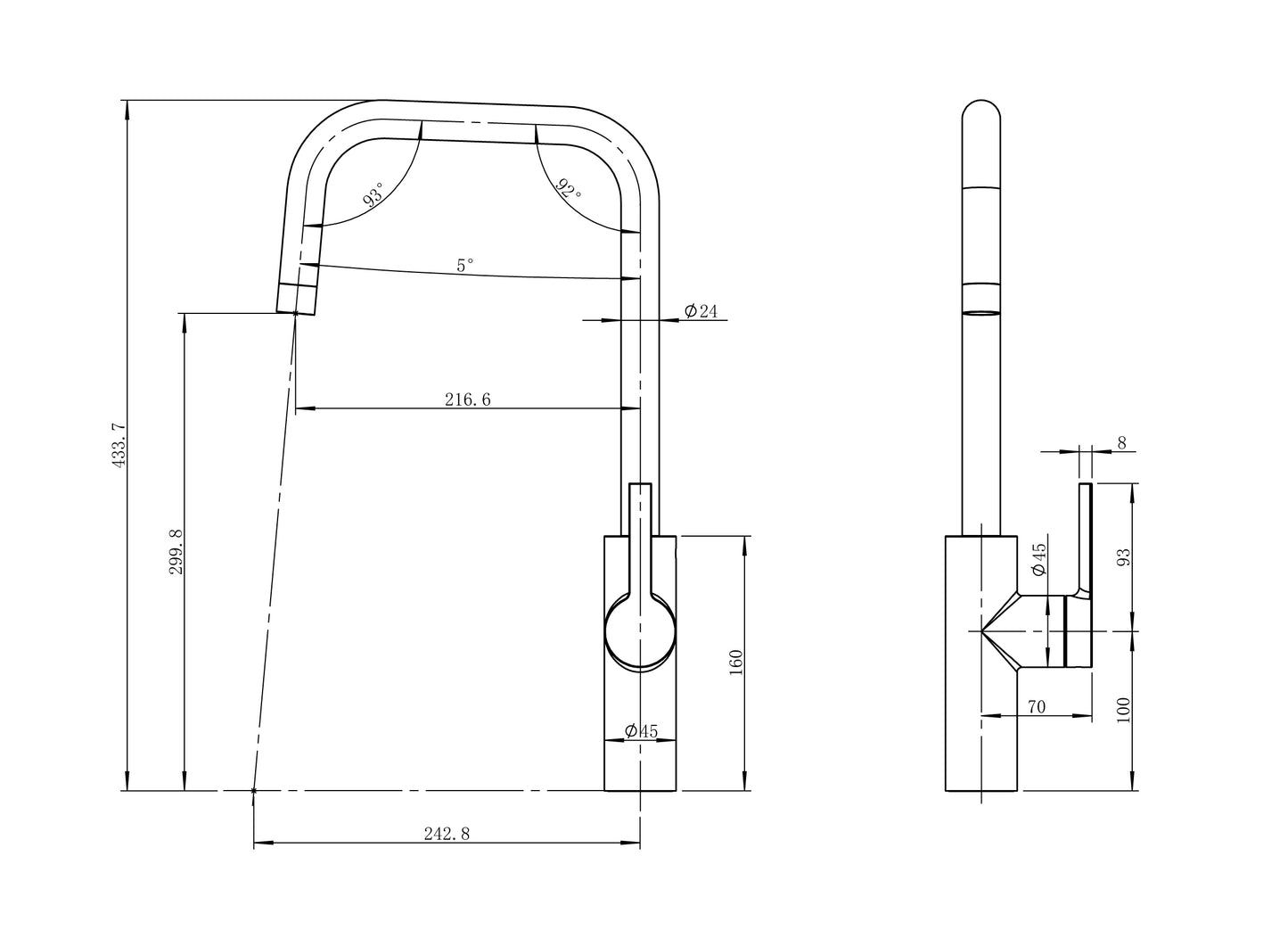 Caressi Single Handle Mixer Tap Copper CA1106COECO