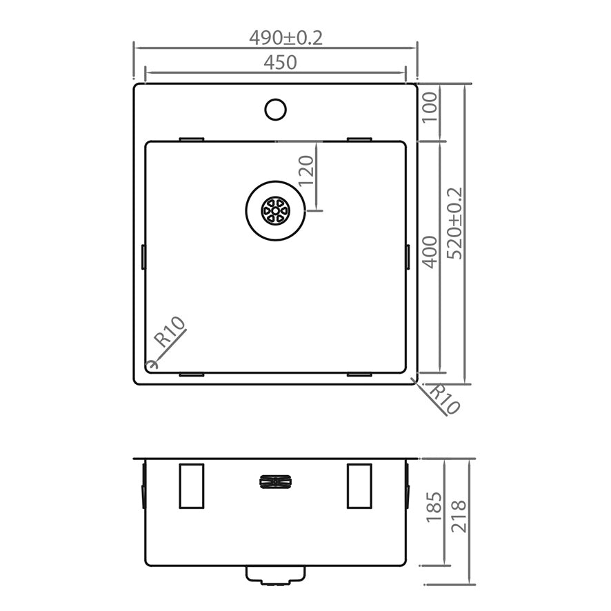 Caressi Power Plug 450 x 400mm With Tap hole CAPP45KR10