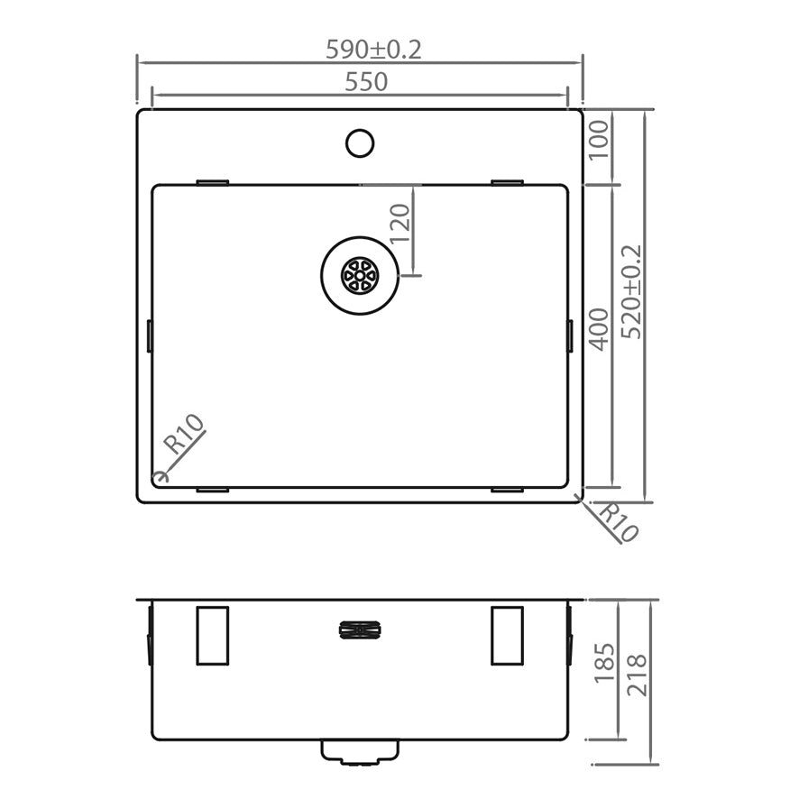 Caressi Power Plug 550 x 400mm With Tap Hole CAPP55KR10