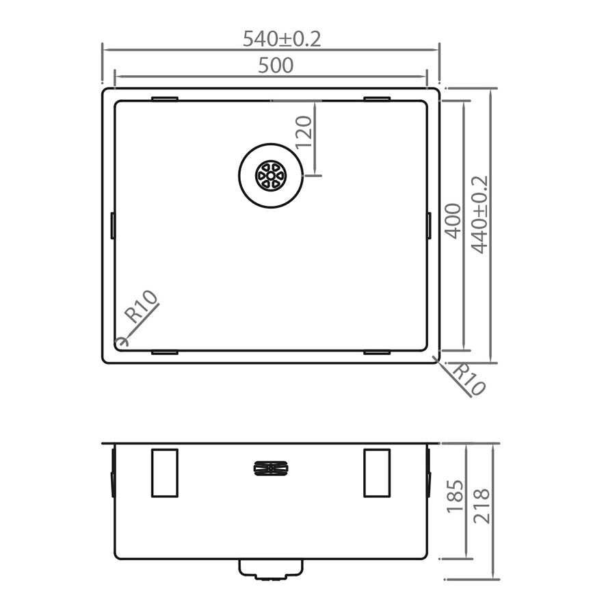 Caressi Power Plug 500 x 400mm Undermounted CAPP50R10
