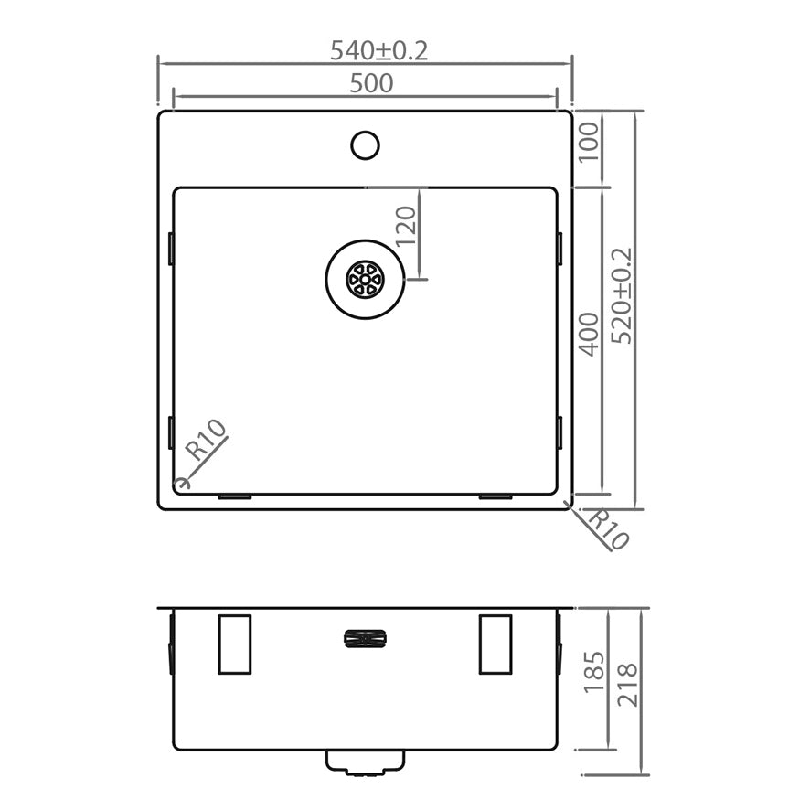 Caressi Power Plug 500 x 400mm With Tap Hole CAPP50KR10