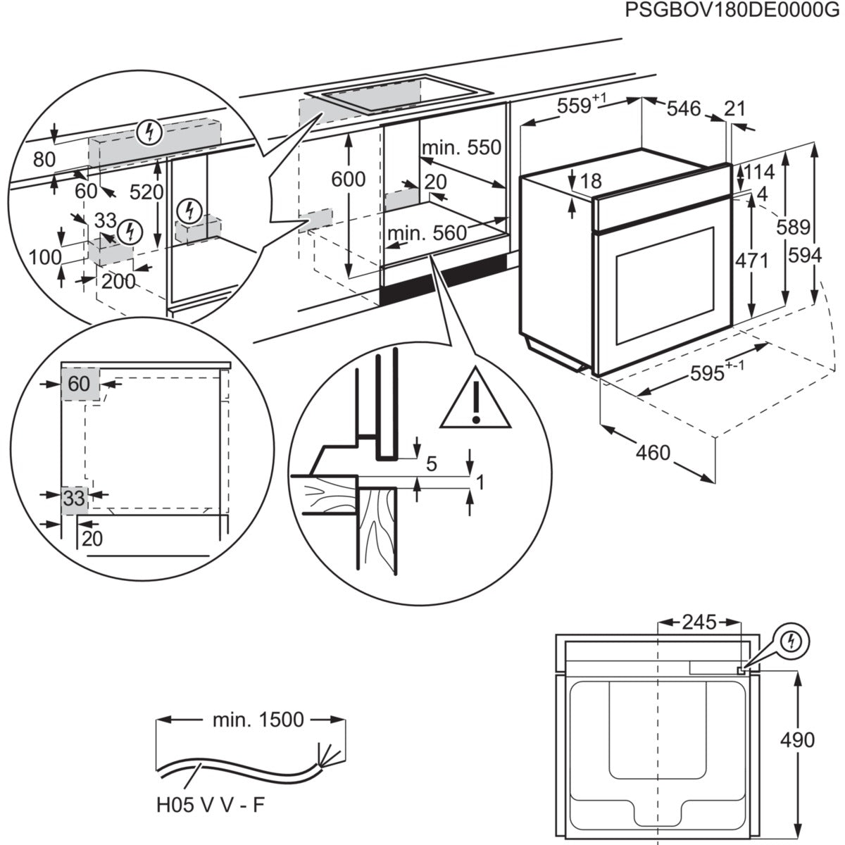 AEG 6000 Series SteamBake Pyrolytic Self Cleaning Multifunction Oven BPK556260M