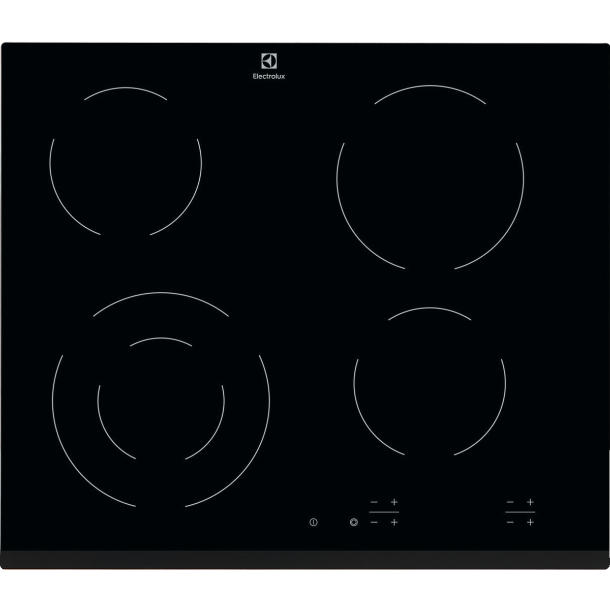 Black Electrolux Ceramic Hob with glass surface and brand logo on a white background