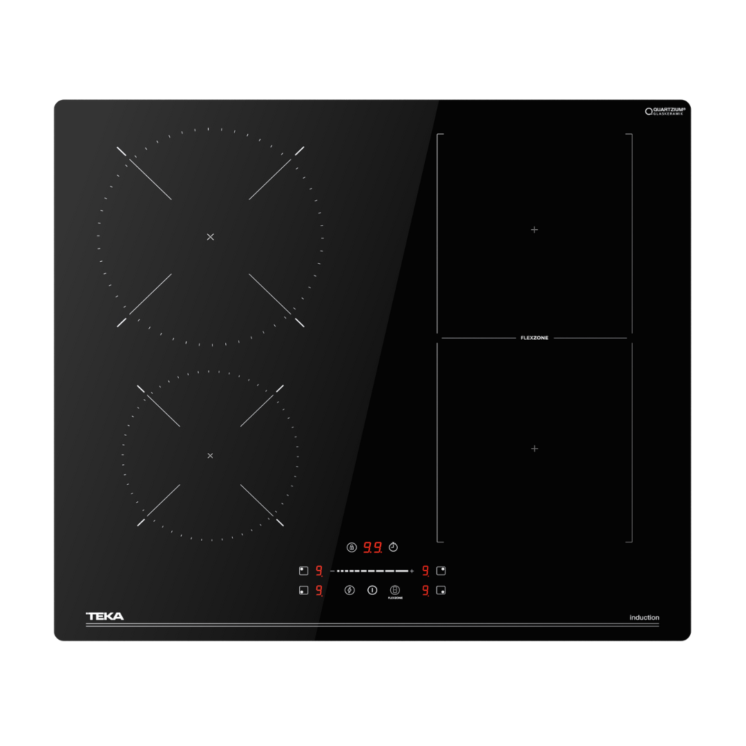 Black TEKA induction Hob with digital display on a white background