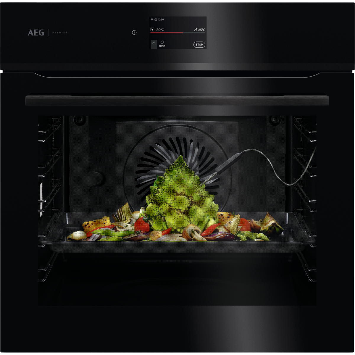 AEG 7000 Series Black MealAssist Pyrolytic Self Clean Built-in Oven NBE7P731AB