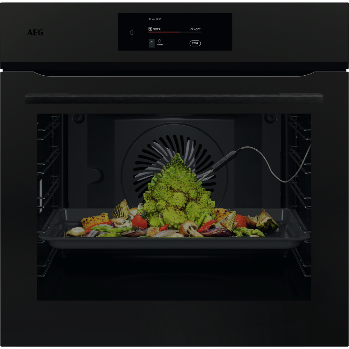 AEG 7000 Series Matt Black MealAssist Pyrolytic Self Clean Built-in Oven NBE7P731AT