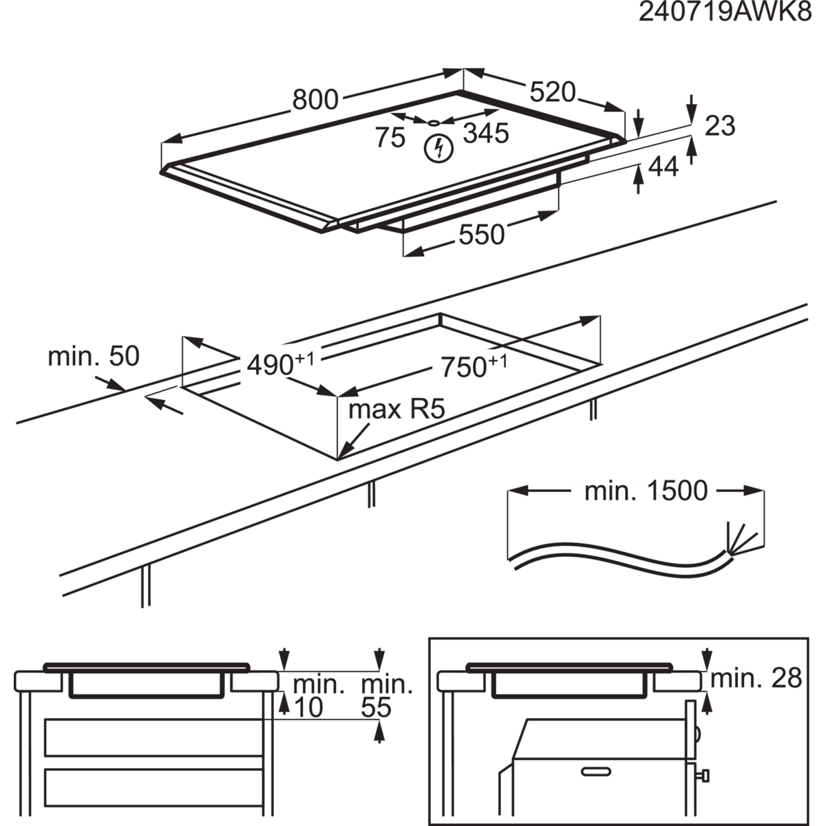 AEG 7000 Series SenseBoil® Induction Hob 80cm NII84B10AB