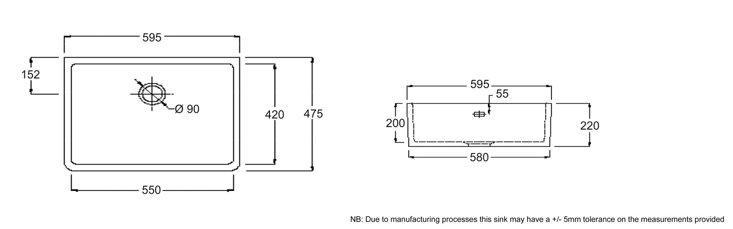 KKS Rangemaster Belfast Sink BL595WH