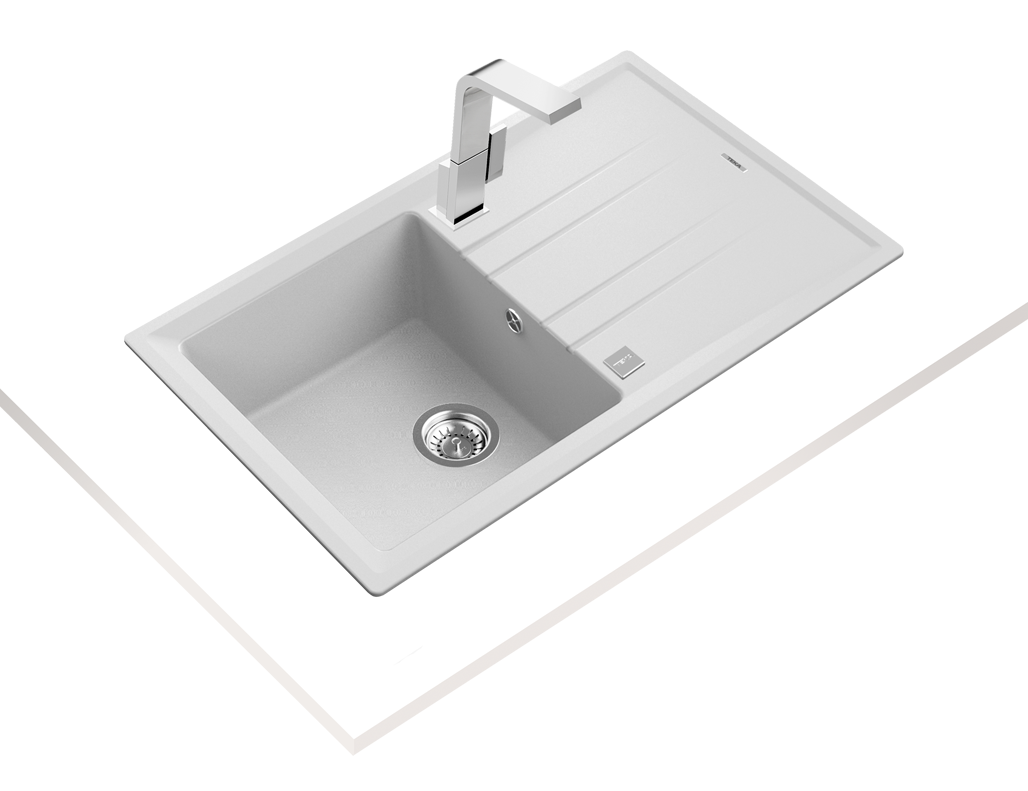 TEKA Stone 50 Tegranite 1 Bowl 1 Drainer White