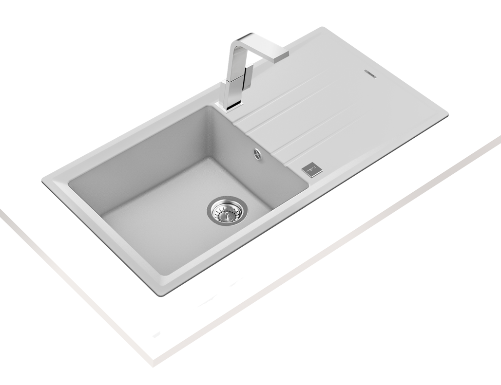 TEKA Stone 60 Large Tegranite 1 Bowl 1 Drainer White