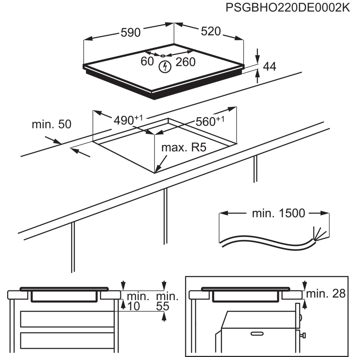 AEG 6000 Series FlexiBridge® SaphirMatt® Induction Hob 60cm TI64IG00FZ