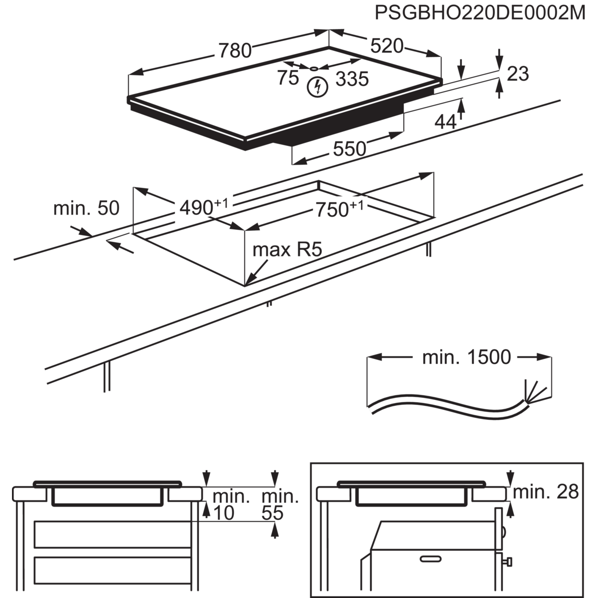 AEG 6000 Series MultiBridge Induction Hob 80cm TK85IM00FB
