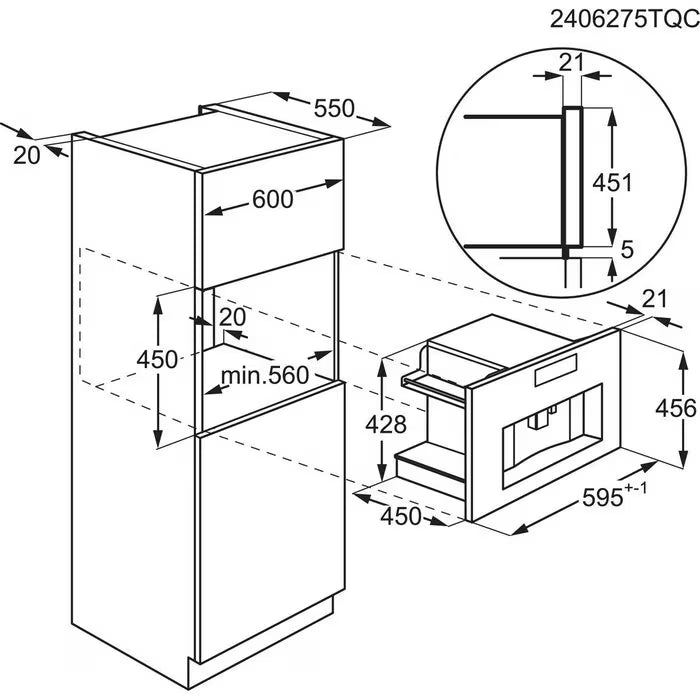 AEG 9000 Series Matt Black Integrated Coffee Machine NKC8N7T