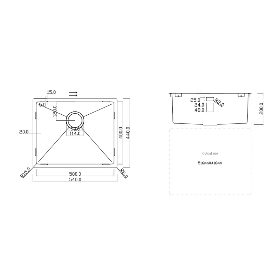 KKS Rangemaster Cubix Stainless Steel Sink CBX50
