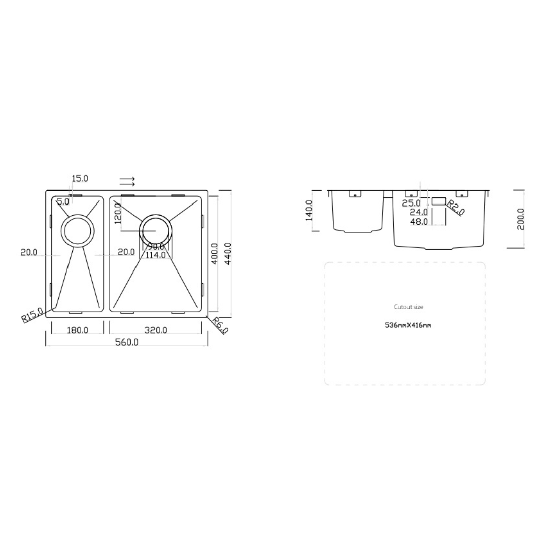 KKS Rangemaster Cubix Stainless Steel Sink CBX3218L