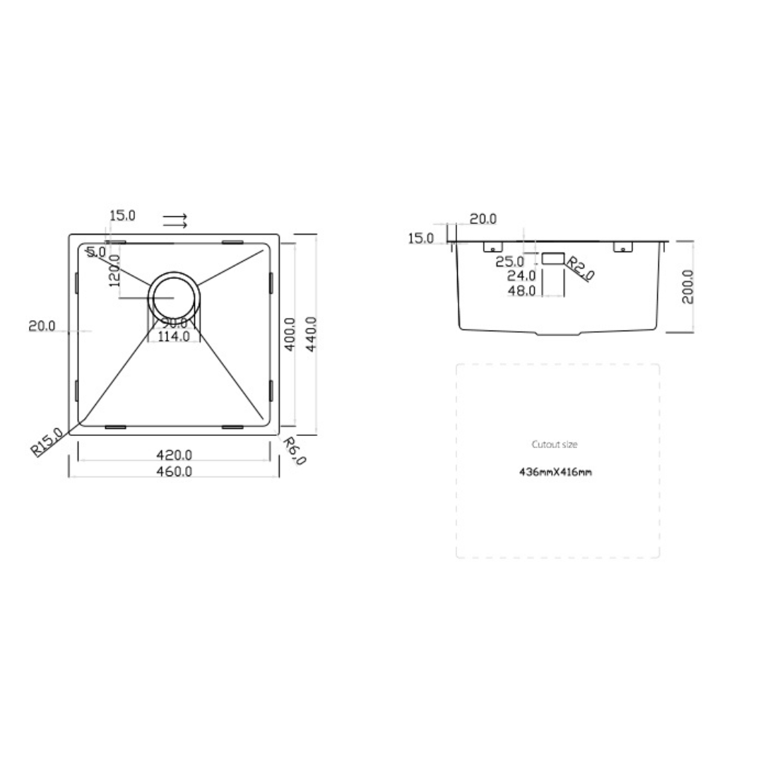KKS Rangemaster Cubix Stainless Steel Sink CBX42