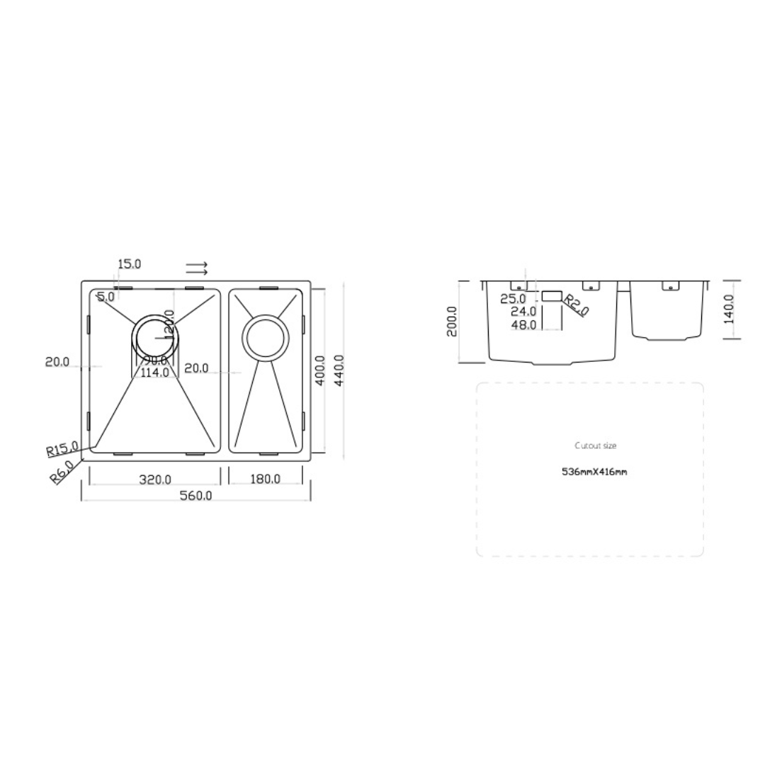 KKS Rangemaster Cubix Stainless Steel Sink CBX3218R