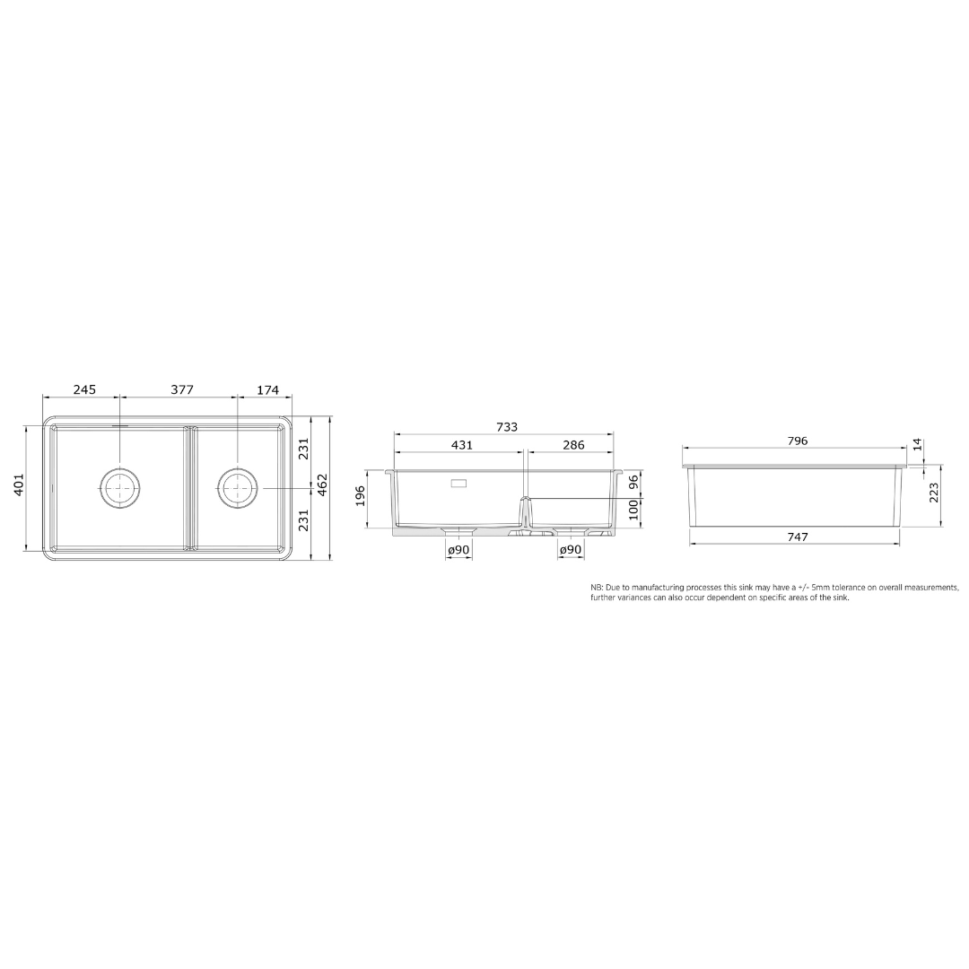KKS Rangemaster Fire Clay Ceramic Sink CRUB4329WH