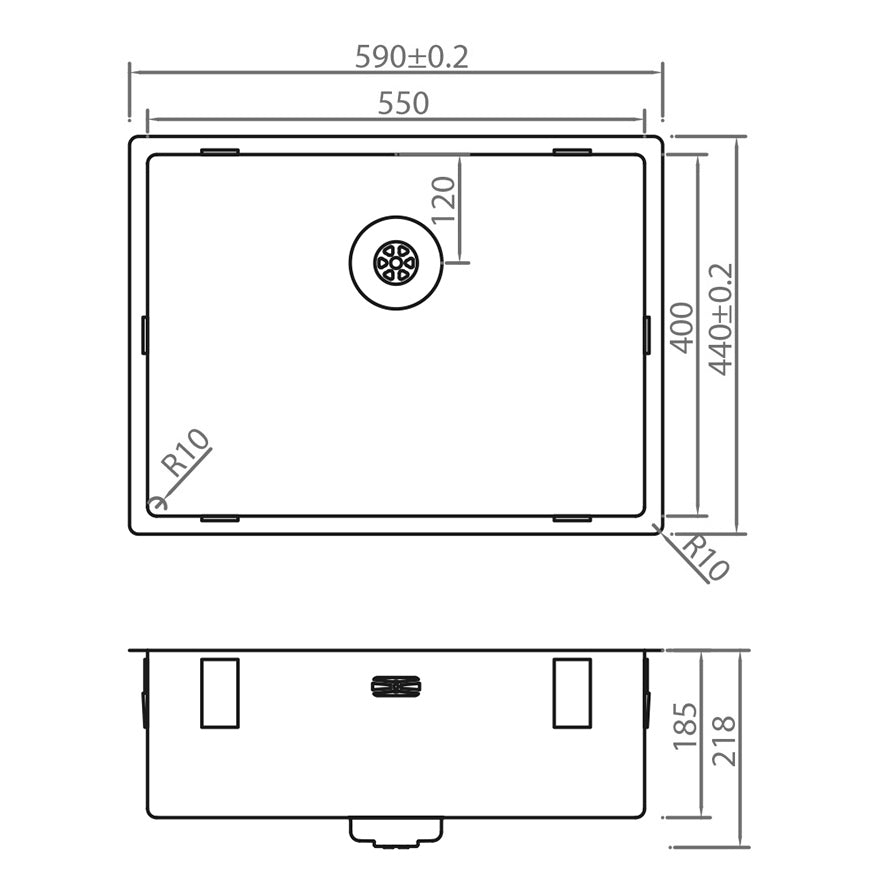 Caressi Power Plug 550 x 400mm Undermounted CAPP55R10