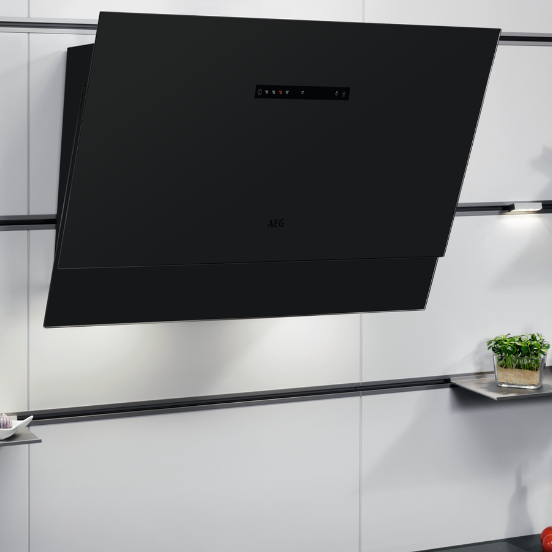 AEG 9000 Series Matt Black Glass SilenceTech Cooker Hood 60 cm DVE5671HR