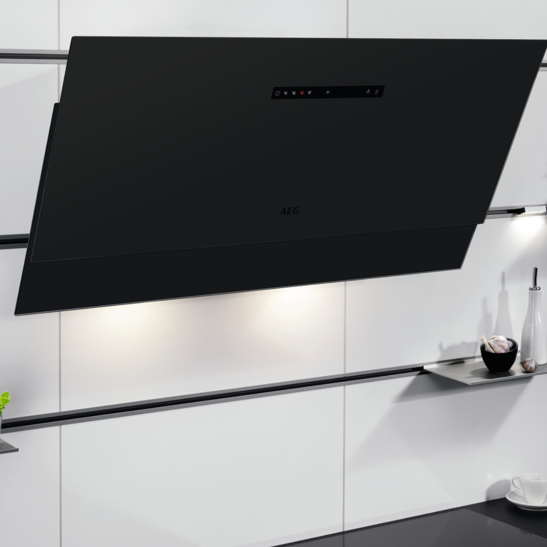 AEG 9000 Series Matt Black Glass SilenceTech Cooker Hood 90 cm DVE5971HR