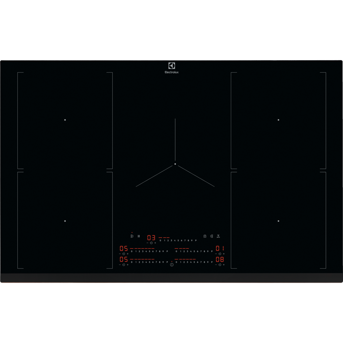 Electrolux Black induction Hob with digital display on a white background