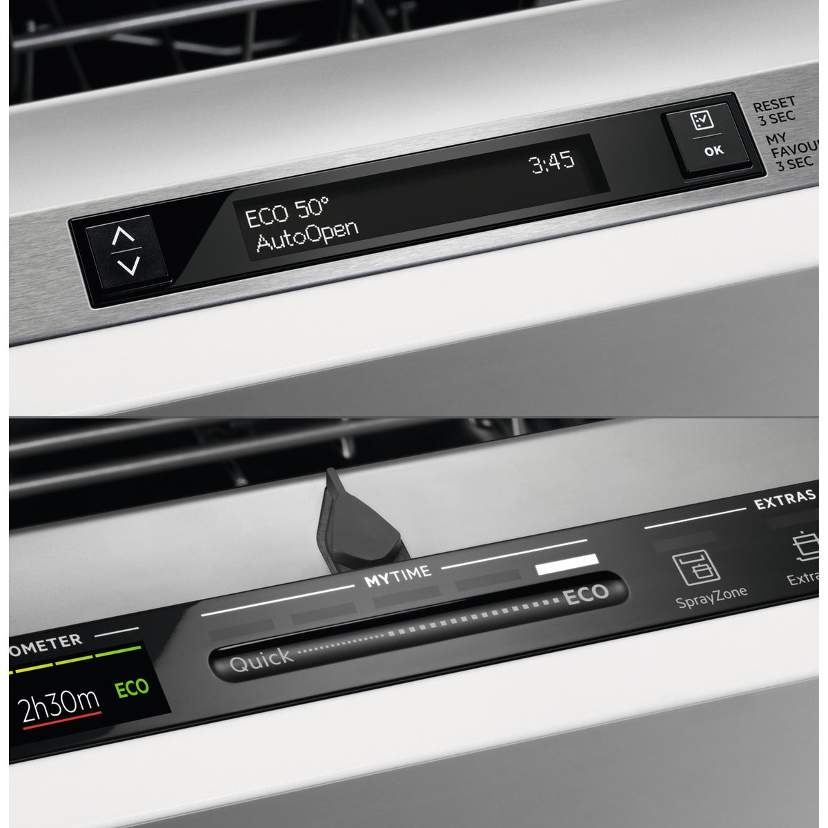 AEG Dishwasher control panel with digital display and buttons