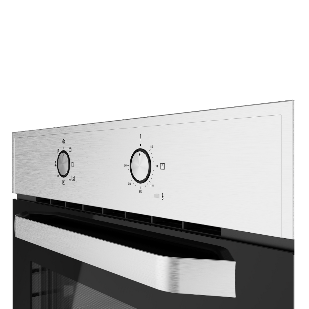 Stainless steel TEKA oven with digital control panel on a white background