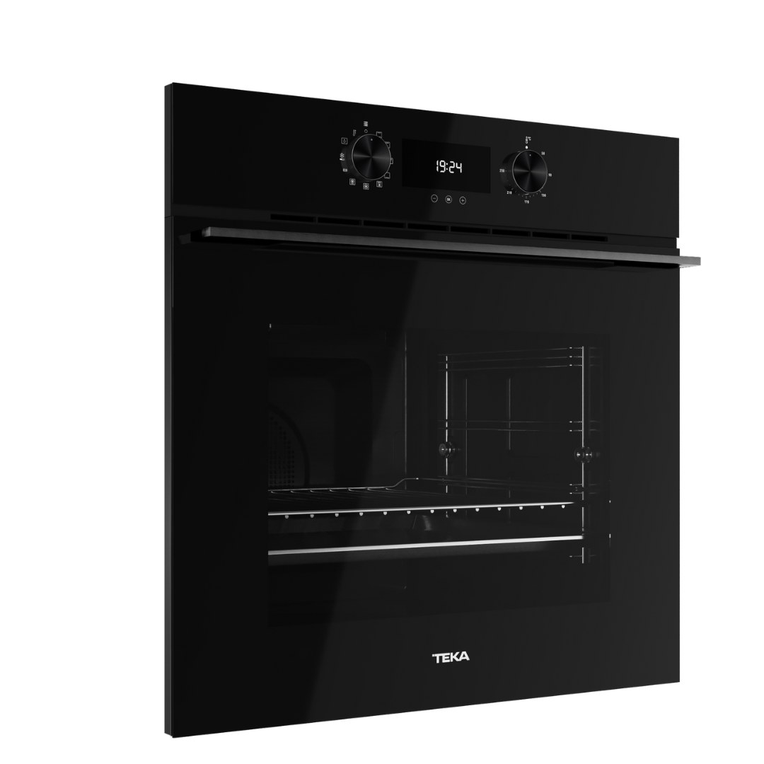 Black Teka oven on a white background