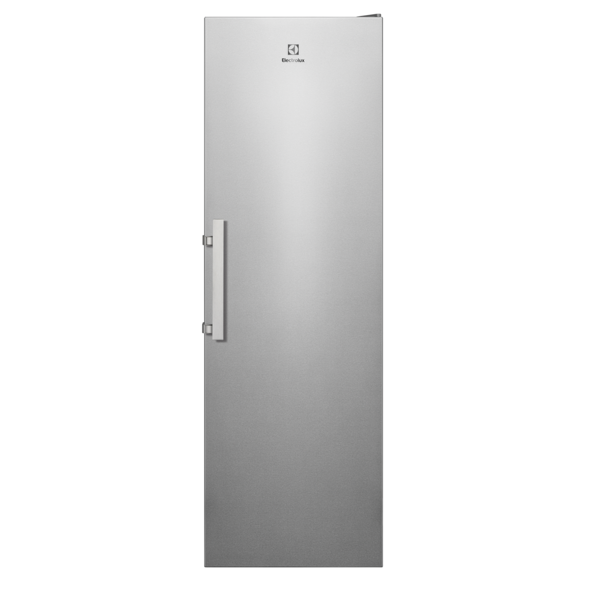 Electrolux Stainless steel refrigerator door on a white background