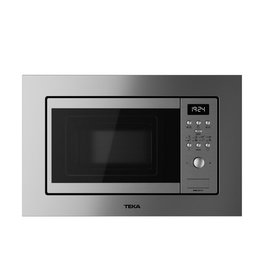 Stainless steel Teka microwave oven on a white background