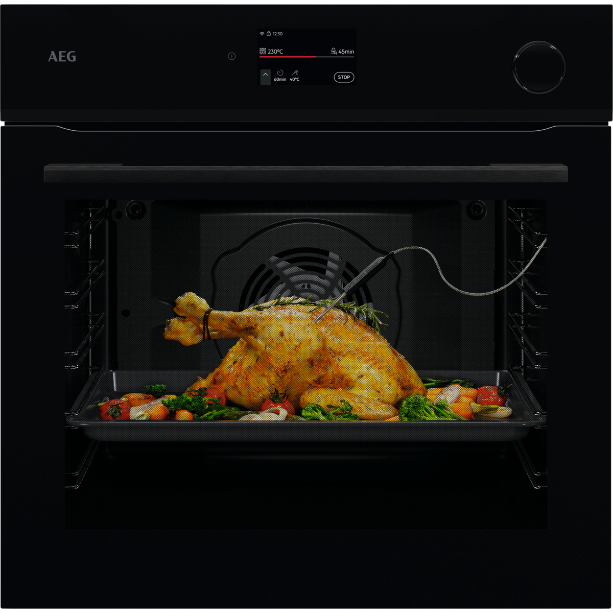 AEG 7000 Series Black MealAssist with SteamCrisp® Pyrolytic Self Clean Built-in Oven NBR7P731SB