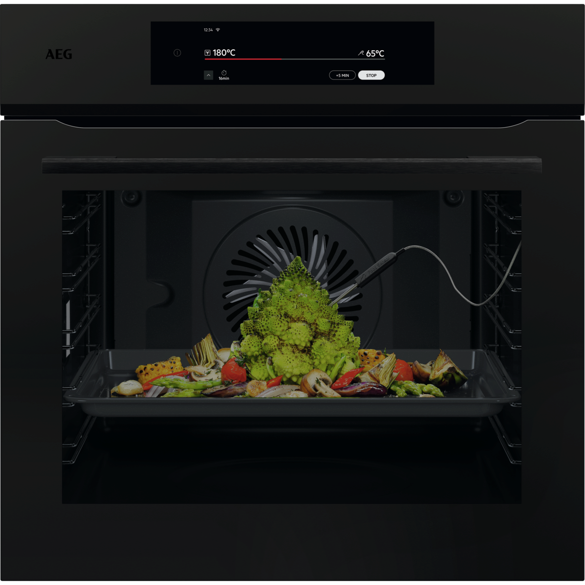 AEG 9000 Series Matt Black ProAssist Pyrolytic Self Clean Built-in Oven NBT9P831AT