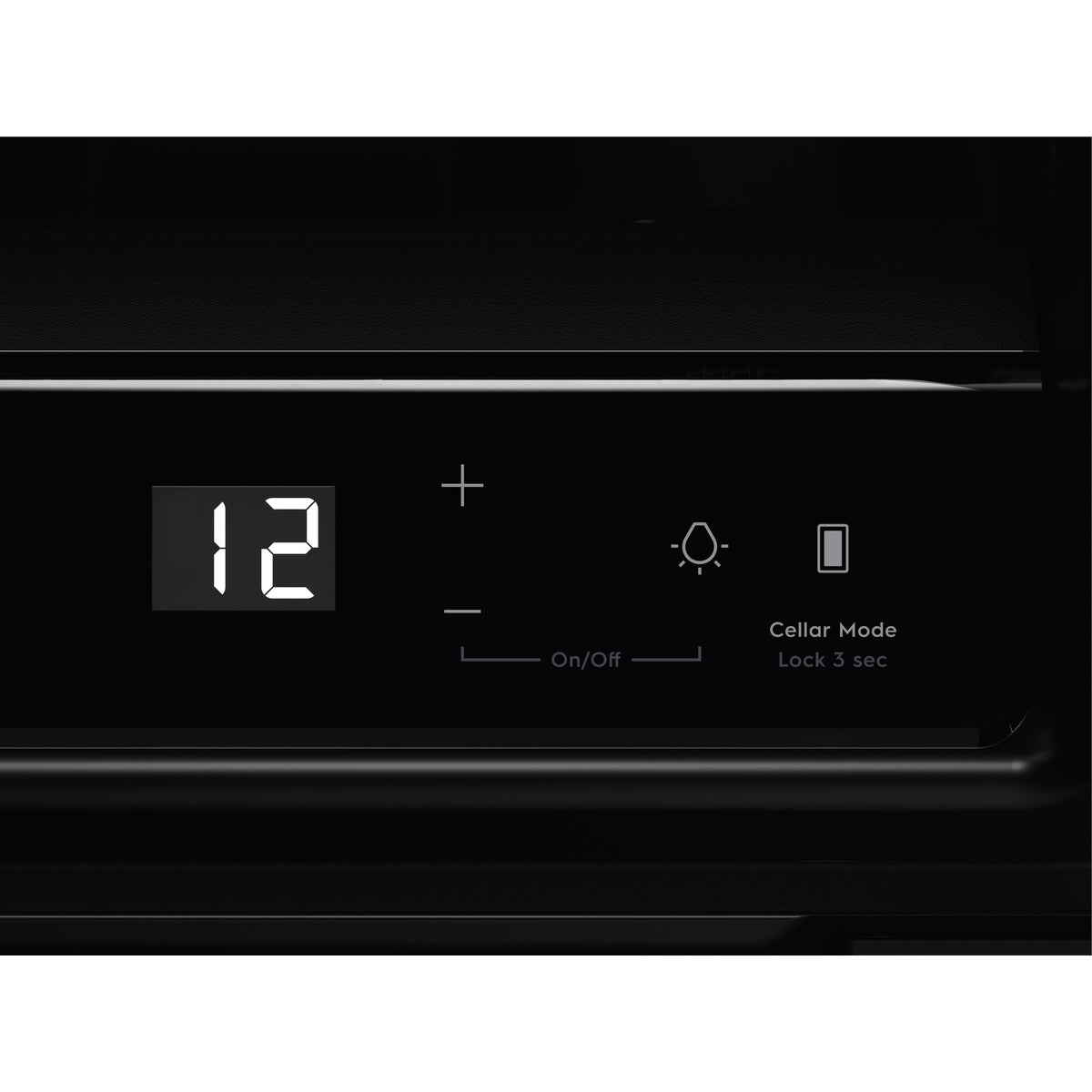 AEG Wine Cooler Digital Control panel with digital display and buttons on a black background