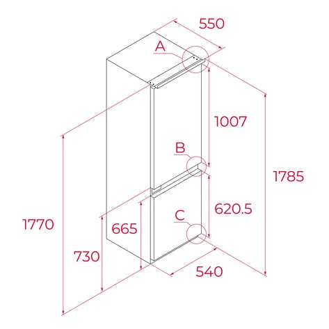 Technical drawing of a rectangular prism with dimensions labeled