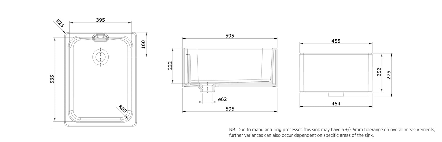 KKS Rangemaster Farmhouse Belfast Sink CFBL595WH60