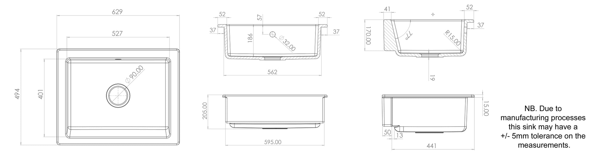 KKS Rangemaster Apron Front Belfast Sink CHA622WH  