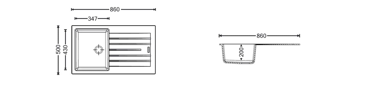 KKS Rangemaster Andesite Granite Sink AND860ADG