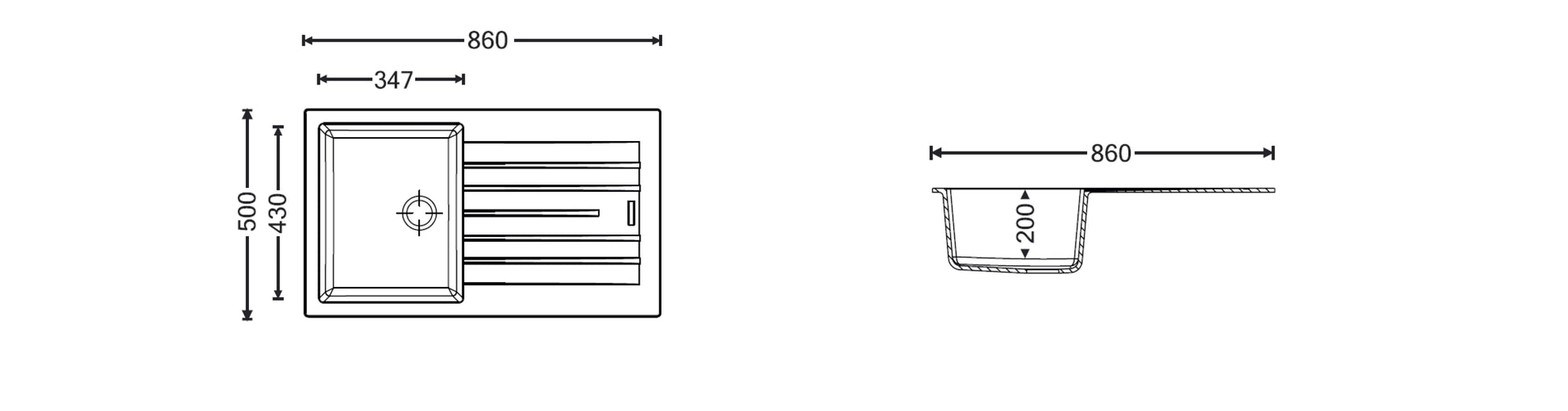 KKS Rangemaster Andesite Granite Sink AND860ADG