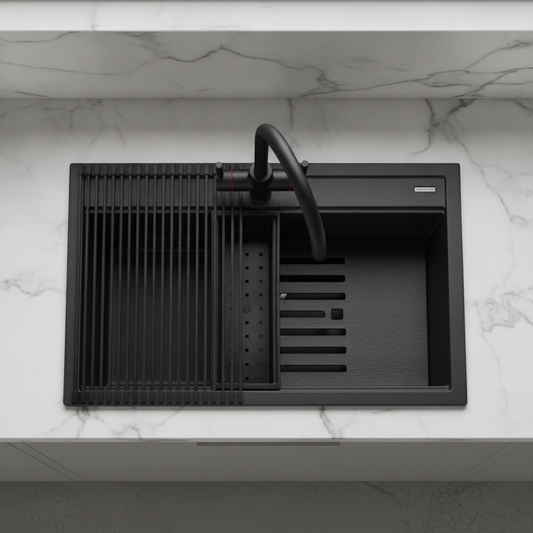 Rangemaster Prato Granite 790 x 510mm 1 Bowl Sink Charcoal PRA790CH