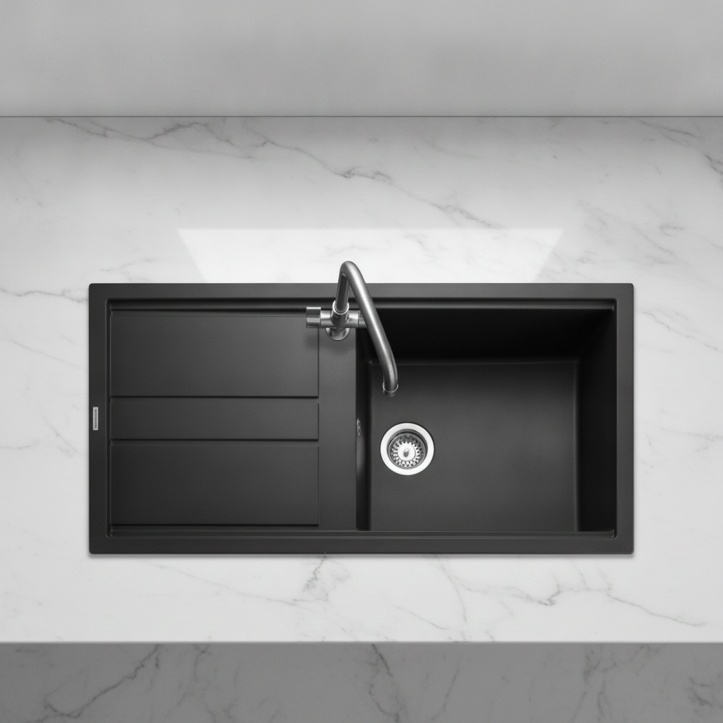 Rangemaster Topaz Granite 1000 x 510mm 1 Bowl Sink Charcoal TOP1001CH