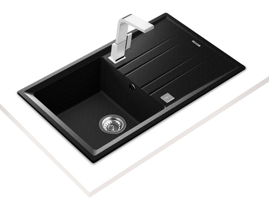 TEKA Stone 50 Tegranite 1 Bowl 1 Drainer Metallic Black