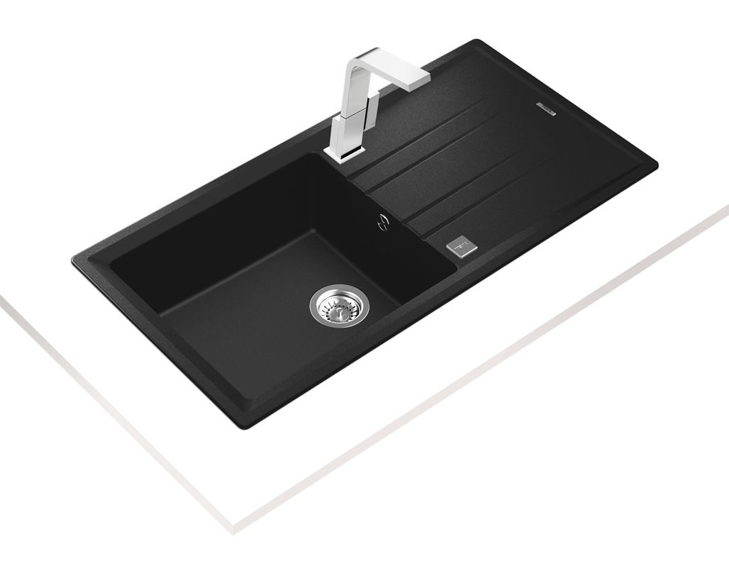 TEKA Stone 60 Large Tegranite 1 Bowl 1 Drainer Black