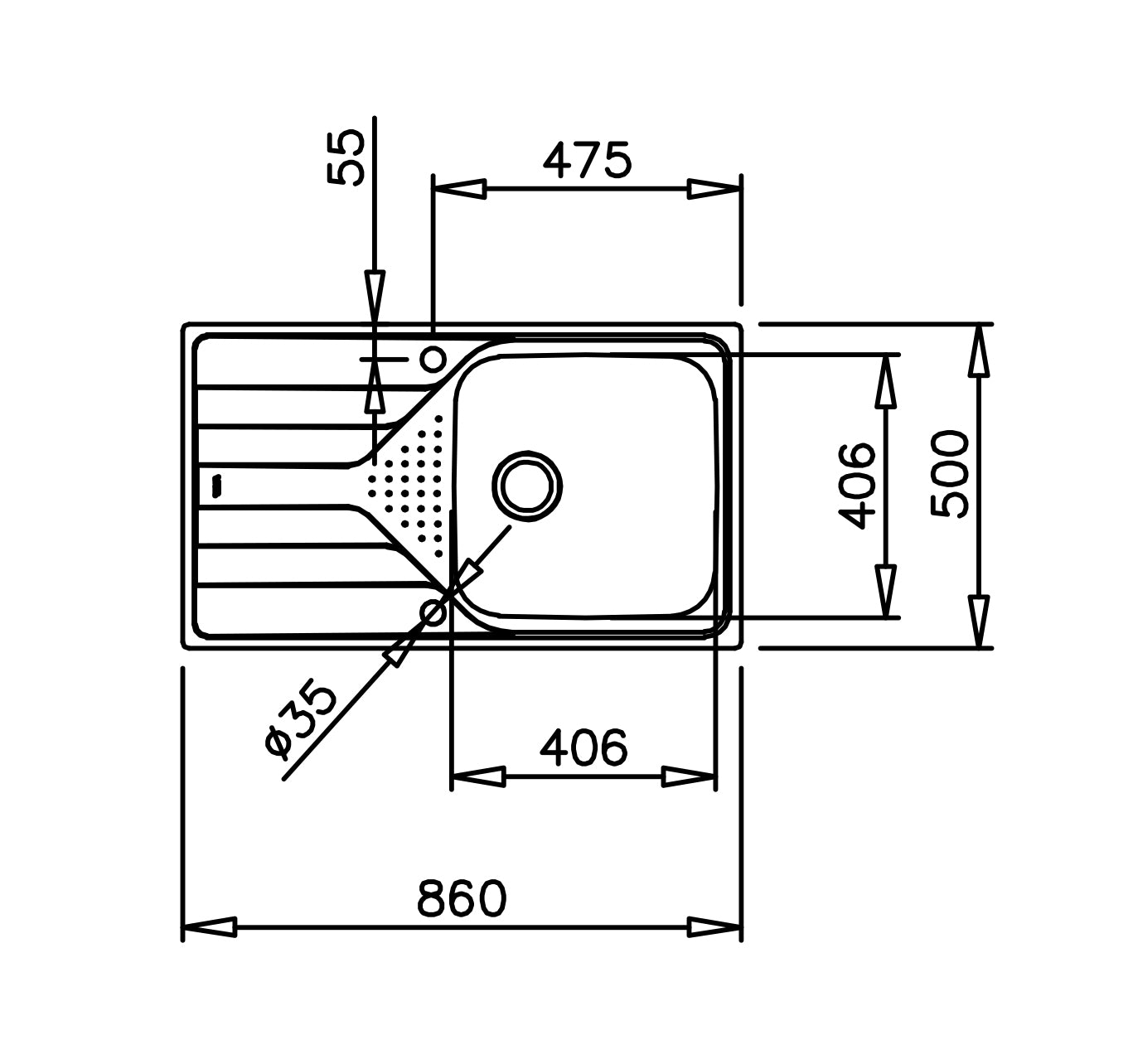 TEKA Universe 50 T-XP 1 Bowl 1 Drainer Sink Plus